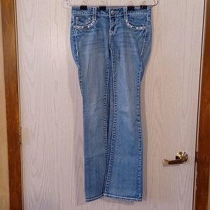 LA Idol USA Jeans, Size 5, Low-Rise, Boot Cut, 30W x 30L, Bedazzled